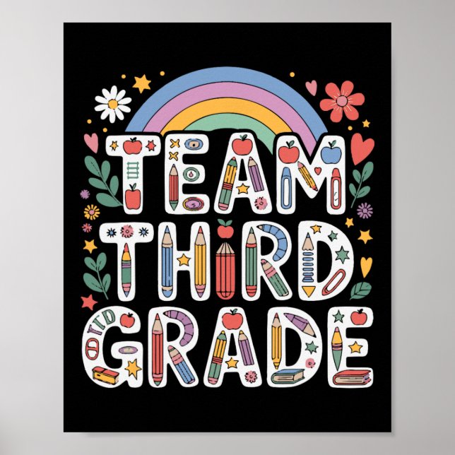Hello Third Grade Rainbow Teacher Clroom Back To S Poster (Front)