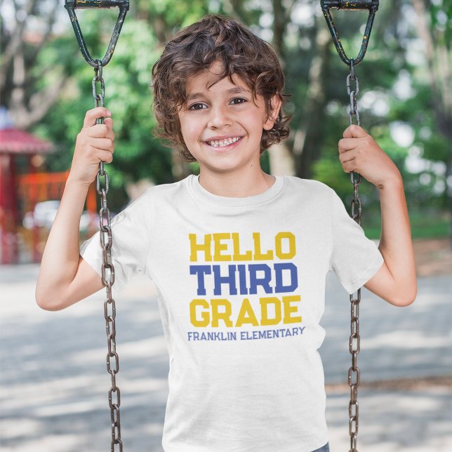 Hello Third Grade School Shirt (Hello Third Grade shirt is customizable and perfect for the first day of school!)