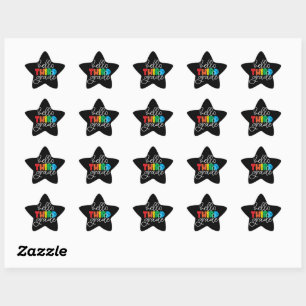 Hello Third Grade School Teacher Third Grade Star Sticker