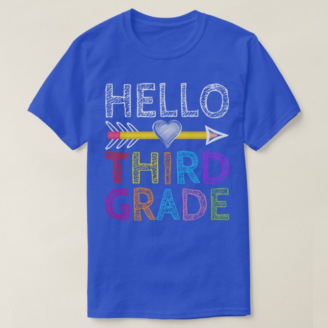 Hello Third Grade Teacher Student 3rd grade Back T T-Shirt (Design Front)