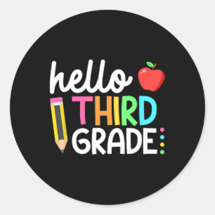 Hello Third Grade Team 3rd Grade Back to School Te Classic Round Sticker