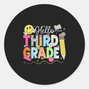 Hello Third Grade Team 3rd Grade Back To School Te Classic Round Sticker