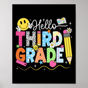 Hello Third Grade Team 3rd Grade Back To School Te Poster