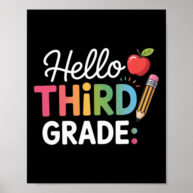 Hello Third Grade Team 3rd Grade Back To School Te Poster (Front)
