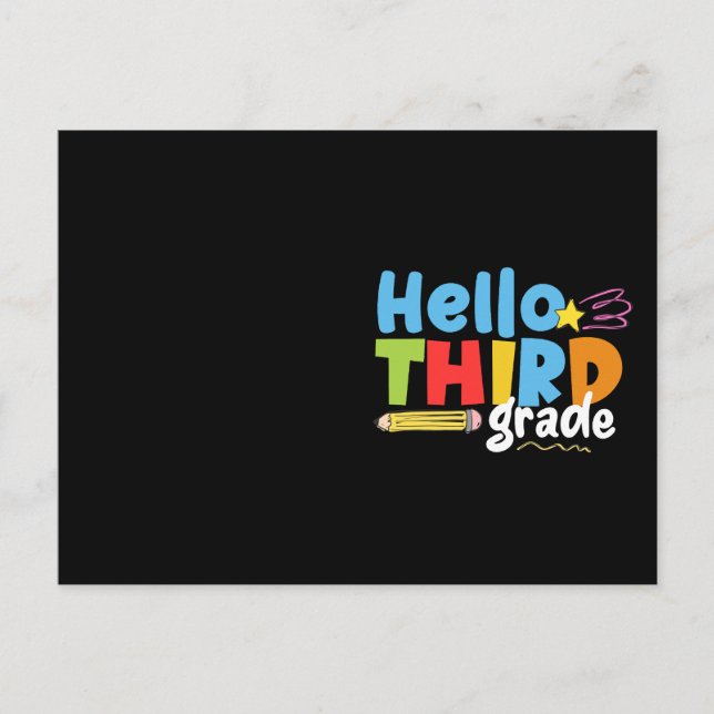 Hello Third Grade Team 3rd Grade Vibes First Day Postcard (Front)