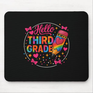 Hello Third Grade Tie Dye Pencil Back To School 3r Mouse Mat