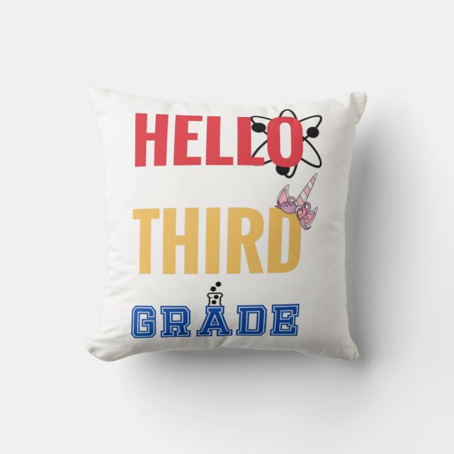Hello Third Grade | Wonderful design for 3rd-grade Cushion (Front)