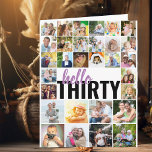 Hello Thirty 30 Photos Grid Collage Big Birthday Card<br><div class="desc">Big 30th birthday card personalised with your own photos and custom messages. The photo template is set up for you to upload 30 photos and you can edit the wording, inside and out. The front title is partially editable and currently reads "hello Thirty" in modern oversized typography and brush script....</div>