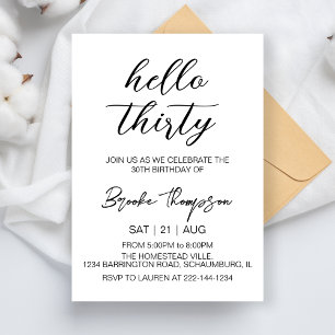 Hello Thirty 30th Birthday Party 30 year old Invitation