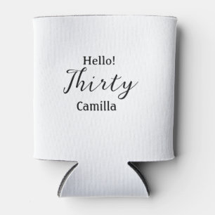 Hello thirty birthday name simple minimal elegant can cooler