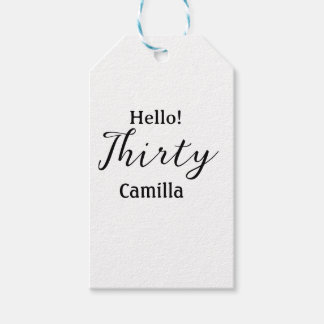 Hello thirty birthday name simple minimal elegant  gift tags