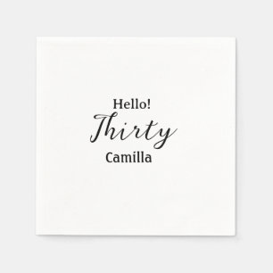 Hello thirty birthday name simple minimal elegant napkin