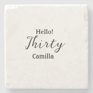 Hello thirty birthday name simple minimal elegant stone coaster