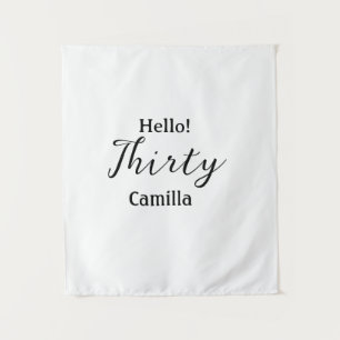 Hello thirty birthday name simple minimal elegant tapestry