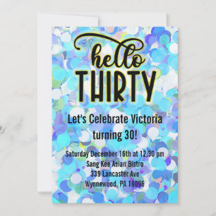 Hello Thirty - Blue Invitation