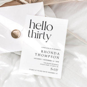 Hello Thirty Classic Simple 30th Birthday Invitation