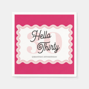 Hello Thirty Curvy Groovy 30th Birthday  Napkin
