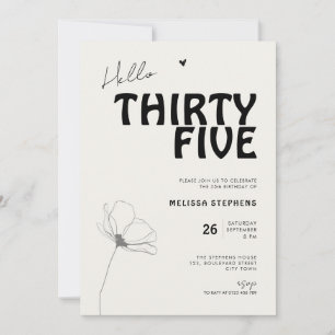Hello Thirty Five Bold Typography 35th Birthday Invitation