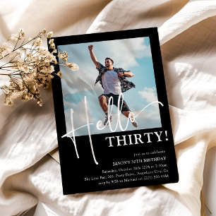 Hello THIRTY! Minimal 30th Birthday Party Invitation