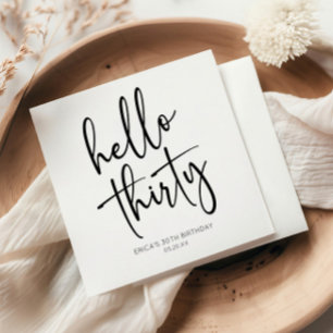 Hello Thirty Minimalist 30th Birthday Party Napkin