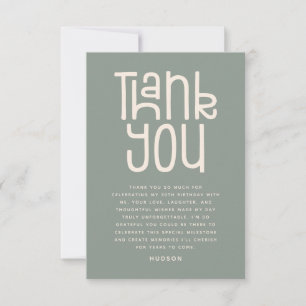 HELLO THIRTY Modern 30th Birthday Thank You Card