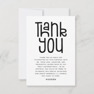 HELLO THIRTY Modern 30th Birthday Thank You Card