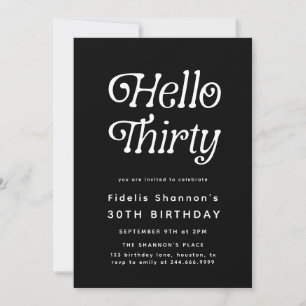 Hello Thirty Modern Retro 30th Birthday Invitation