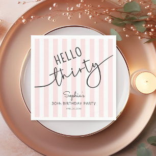 Hello Thirty Modern Script Simple 30th Birthday Napkin