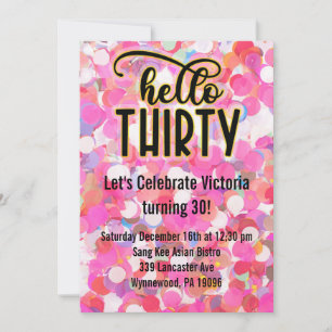 Hello Thirty - Pink Invitation