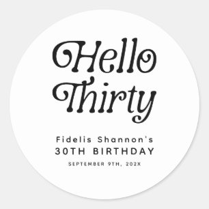 Hello Thirty Retro 30th Birthday Classic Round Sticker