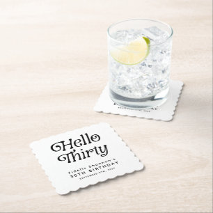 Hello Thirty Retro 30th Birthday Paper Coaster