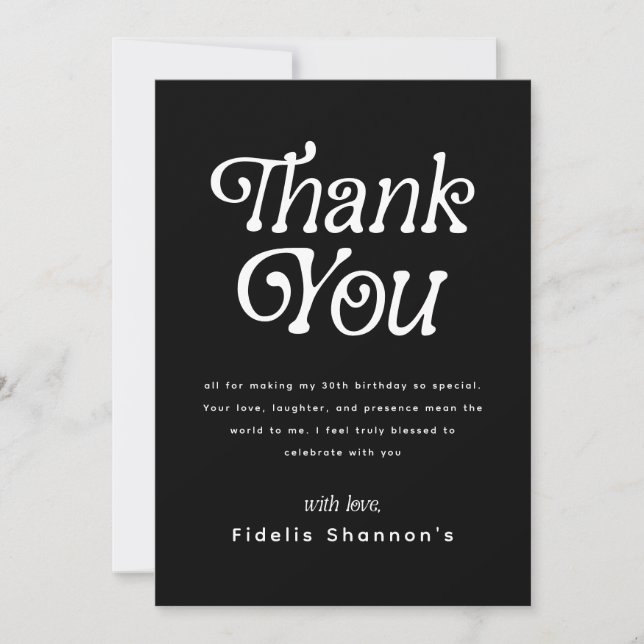 Hello Thirty Retro 30th Birthday Party Thank You Card (Front)
