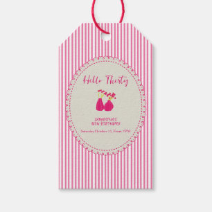 Hello Thirty Vintage Floral Stripes 30th Birthday Gift Tags