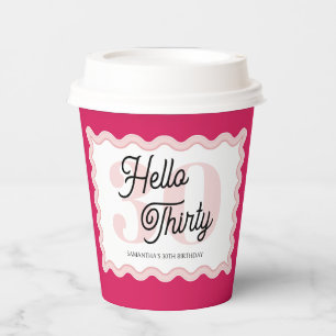 Hello Thirty Wavy Groovy 30th Birthday  Paper Cups