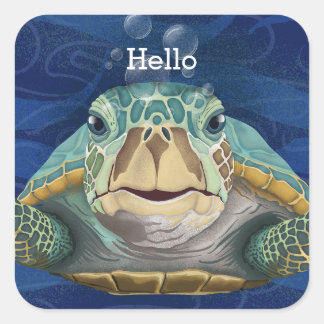 Hello Turtle Customisable Sticker