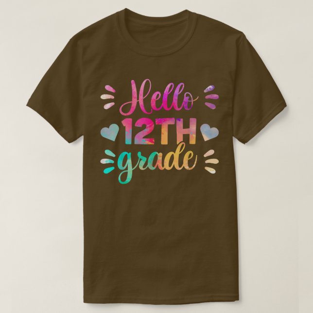 Hello Twelfth Grade Shirt Funny Back To School Squ (Design Front)