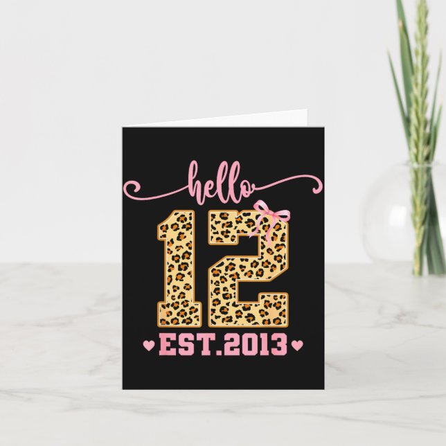 Hello Twelve Est 2013 12th Birthday Coquette Bow L Card (Front)