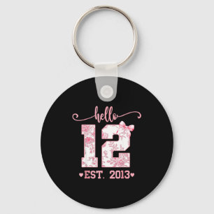 Hello Twelve Est 2013 12th Birthday Girl Coquette Key Ring