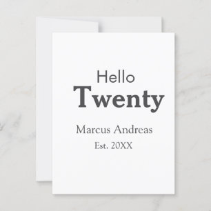 Hello twenty birthday add name est. Add year minim Postcard