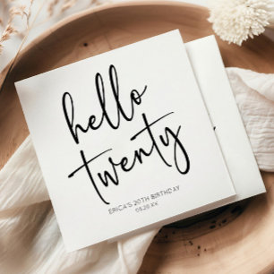 Hello Twenty Minimalist 20th Birthday Party Napkin