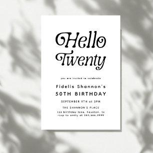 Hello Twenty Modern Retro 20th Birthday  Invitation