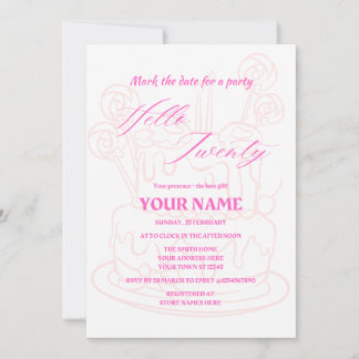 Hello twenty simple and modern birthday invitation
