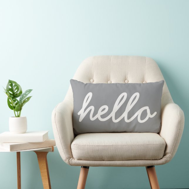 Hello Typography Grey Lumbar Cushion (Chair)