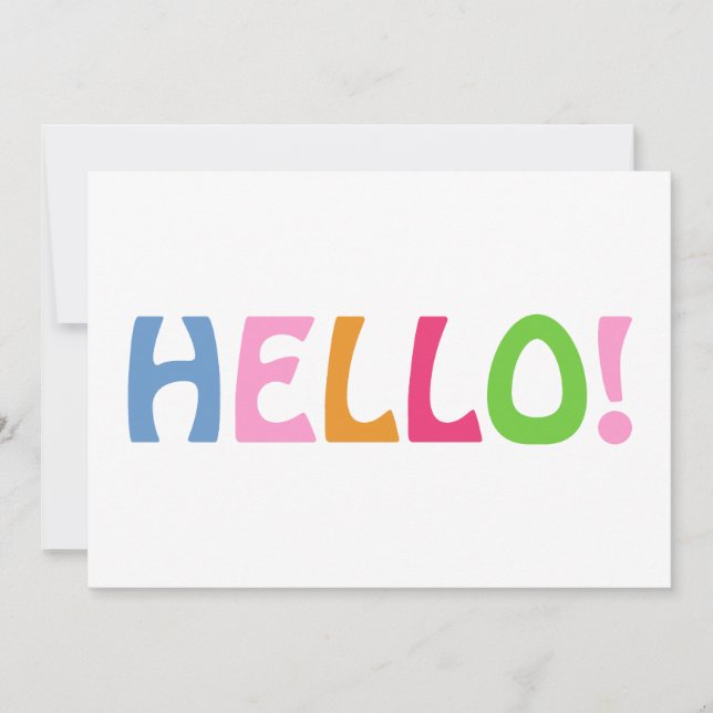 Hello Typography Modern Minimalist Colourful Green Thank You Card (Front)