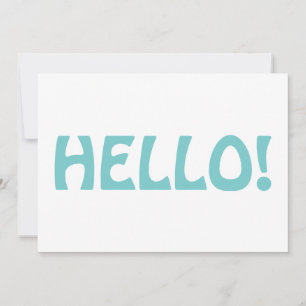 Hello Typography Modern Minimalist Trendy Aqua Thank You Card