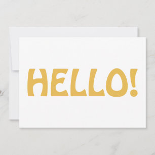 Hello Typography Modern Minimalist Trendy Yellow Thank You Card