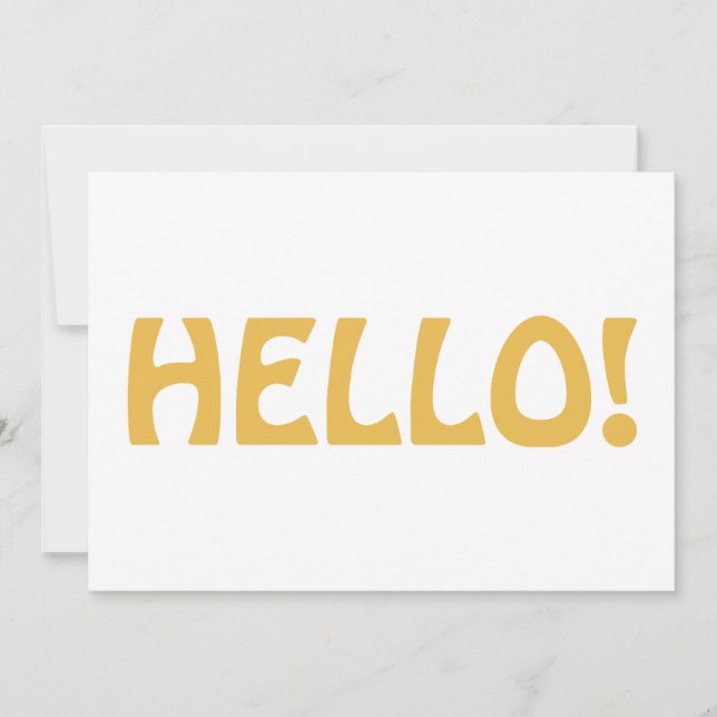 Hello Typography Modern Minimalist Trendy Yellow Thank You Card (Front)