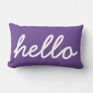Hello Typography Purple Lumbar Cushion