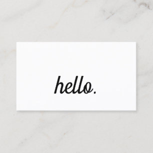 Hello Typography Script Black White Minimalist Business Card