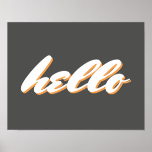hello typography word art poster